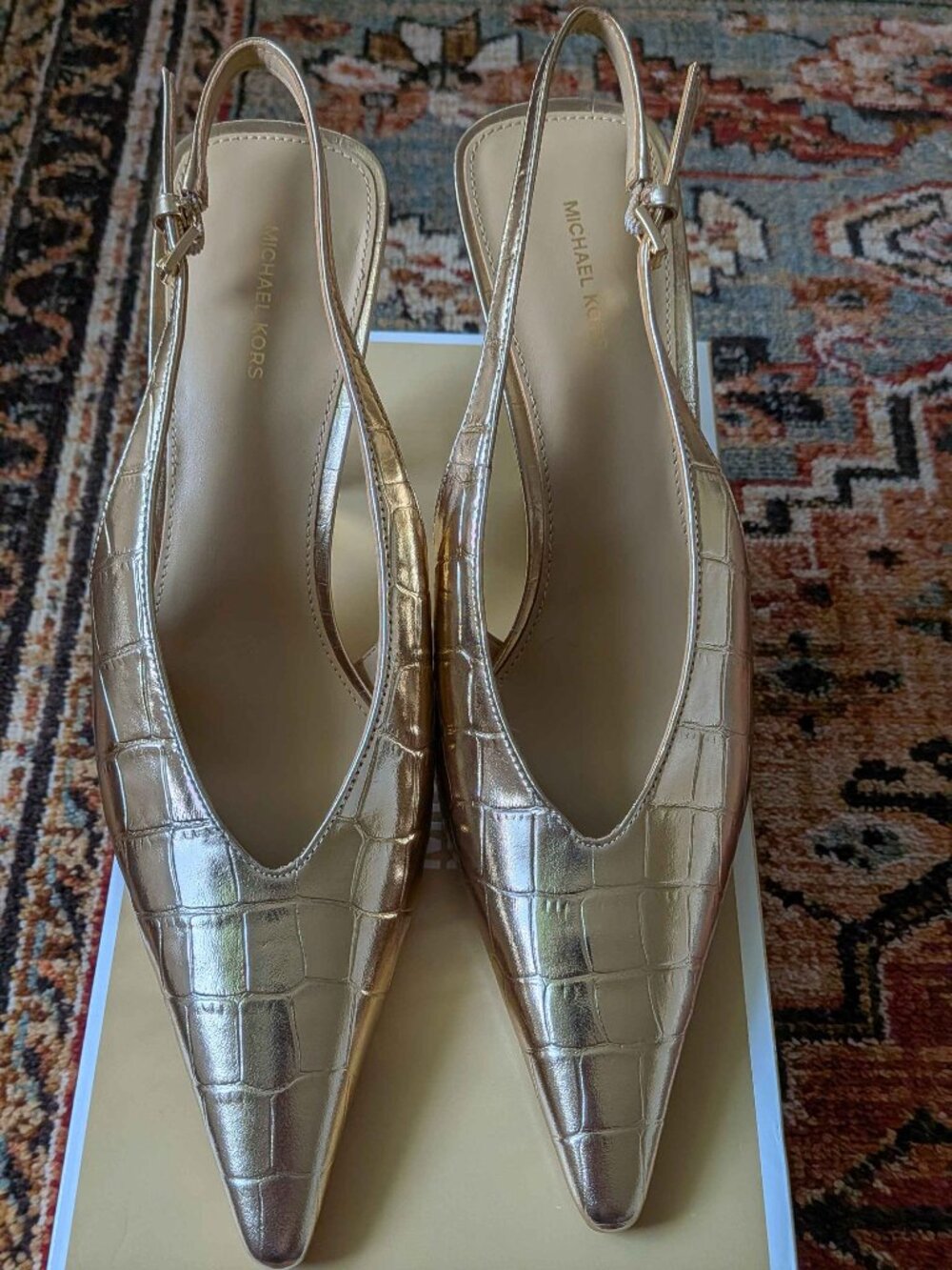 Electra Sling Pump - Gold Metallic Leather
